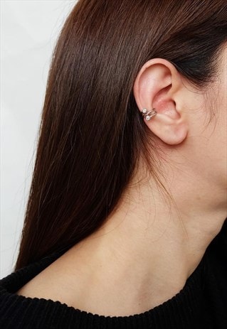 CZ PARALLEL STERLING SILVER EAR CUFF