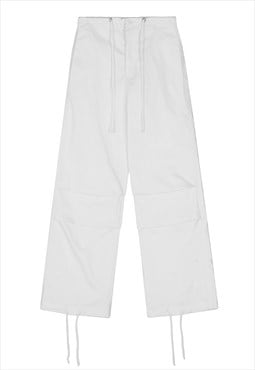 Beam joggers long lace pants skate trousers in white