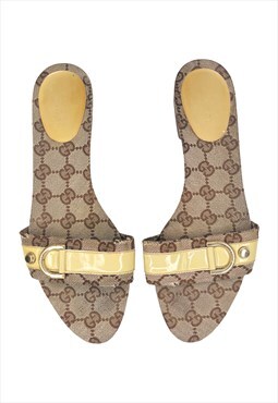 Gucci Slider Sandal GG Logo Monogram Beige Size 5