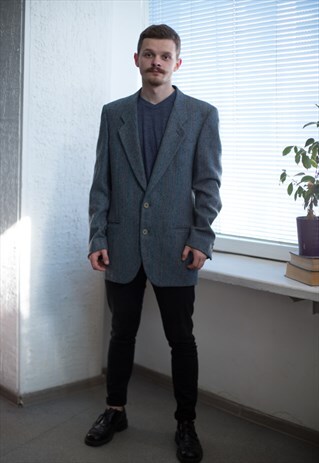 VINTAGE 80'S GREY WOOL BLAZER