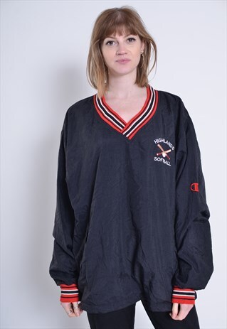 VINTAGE CHAMPION WINDBREAKER SWEATSHIRT BLACK
