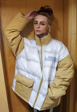 Transparent bomber see-through quilted puffer jacket yellow
