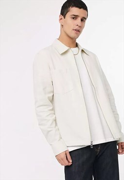 54 Floral Essential Linen Over Shirt Jacket - White/Cream