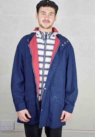 VINTAGE 90S SPORTSWEAR TOMMY HILFIGER HOODED SAILING COAT