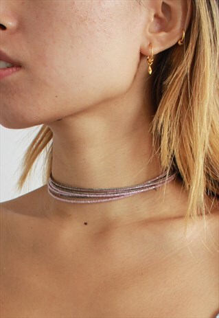 PINK BEADS CHOCKER WITH BUTTERFLY