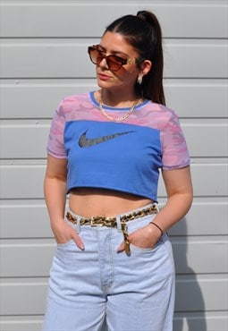 Y2K vintage reworked Nike pastel camo shoulder & sleeve top