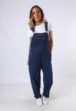 DENIM DUNGAREES SQUEEZE WIDE TAPERED LEG UK 12 (DA-D)