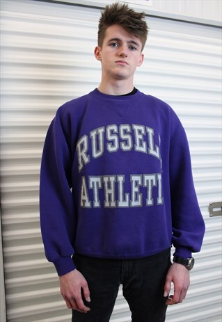 RUSSEL ATHLETIC SPELLOUT SWEATSHIRT PURPLE