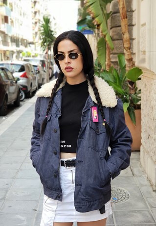 VINTAGE 80'S LEE COOPER SHEEPSKIN DENIM JACKET COD. 8-98