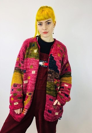 VINTAGE GORGEOUS COLOURFUL BOHO KNITTED CARDIGAN