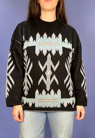 VINTAGE 90'S GRUNGE KNIT LONG SLEEVE JUMPER - M