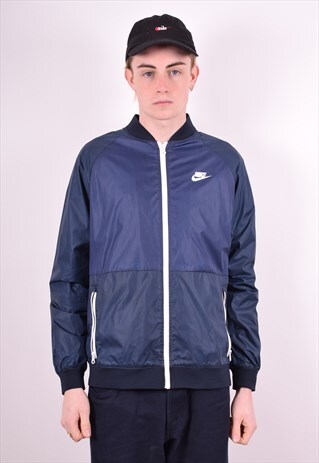 NIKE MENS VINTAGE BOMBER JACKET MEDIUM BLUE 90'S
