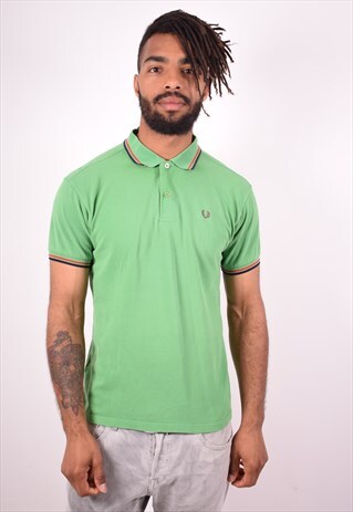 FRED PERRY MENS VINTAGE POLO SHIRT MEDIUM GREEN 90S
