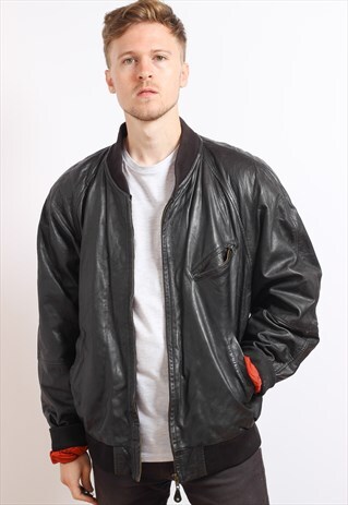 VINTAGE LEATHER BOMBER JACKET
