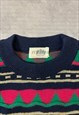 VINTAGE KNITTED JUMPER 3D ABSTRACT PATTERNED KNIT SWEATER