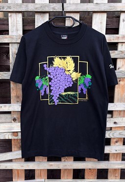 Vintage 1991 grape vineyard black T-shirt medium 