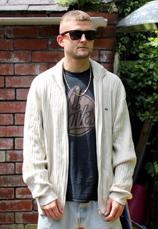VINTAGE BEIGE LACOSTE CARDIGAN XXL