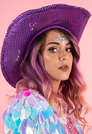 PURPLE SEQUIN COWBOY HAT