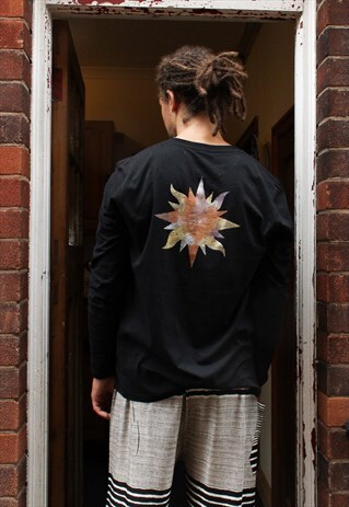 HANDPAINTED SUN & CRESCENT MOON LONG SLEEVED TOP