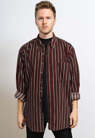VINTAGE CORDUROY CORD STRIPED SHIRT