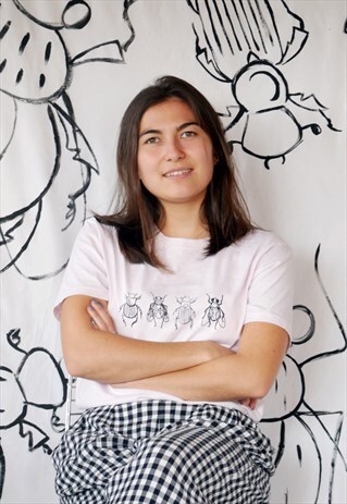 ORGANIC T-SHIRT IN PINK WITH DUNG ECOLOGY SCREEN PRINT