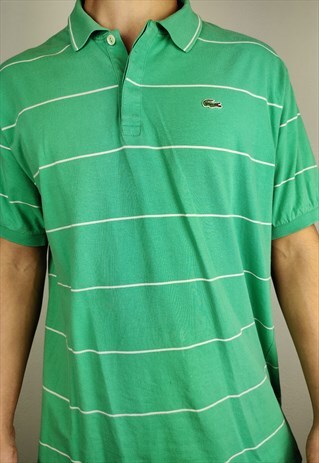 VINTAGE LACOSTE POLO SHIRT STRIPED IN GREEN
