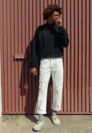 90S SKATER HIGH RISE BLEACHED CONTRACTOR JEANS 32