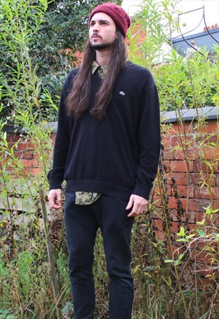 VINTAGE 90S LACOSTE JUMPER - LARGE - DEVANLAY - KNIT CLASSIC