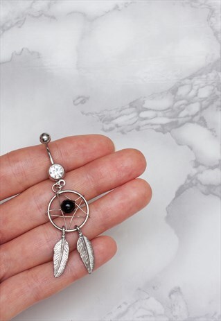 DREAM CATCHER BELLY BAR - CRYSTAL GEM NAVEL BODY JEWELRY