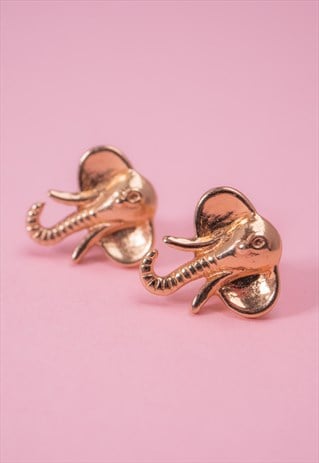 GOLD TONE ELEPHANT STUD EARRINGS