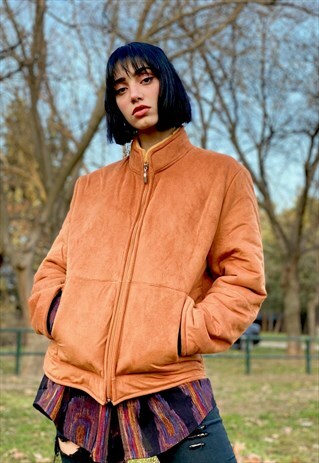 VINTAGE 90'S ORANGE BOMBER JACKET