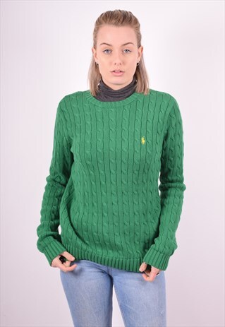 RALPH LAUREN WOMENS VINTAGE JUMPER SWEATER LARGE GREEN 90S