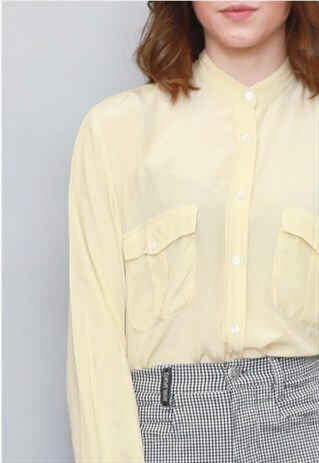VINTAGE 1970'S BELSIANA LIGHT YELLOW SILK BLOUSE