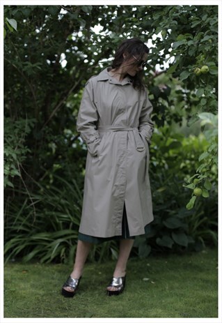 VINTAGE 80'S GREY TRENCH COAT