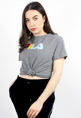 90'S RETRO GREY SPELL-OUT LOGO T-SHIRT