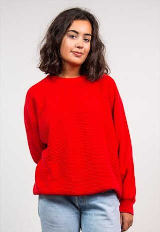VINTAGE 90'S RED OVERSIZE KNIT JUMPER