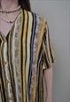 MULTICOLOR STRIPED SHIRT, FESTIVAL STYLE RELAXED RETRO