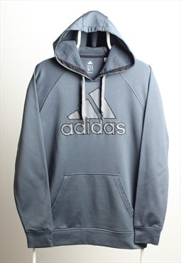 Vintage Adidas Sports Large Logo Hoodie Grey