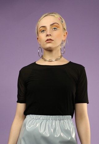 BLACK MESH TEE