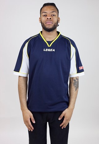VINTAGE 90'S LEGEA NAVY JERSEY T-SHIRT