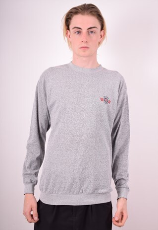 MENS VINTAGE SWEATSHIRT JUMPER MEDIUM GREY 90S