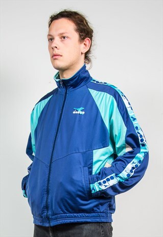 DIADORA VINTAGE 90'S BLUE TRACKSUIT JACKET TOP