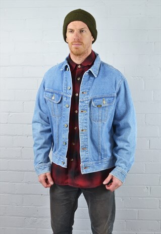 VINTAGE LEE LIGHT BLUE DISTRESSED DENIM JACKET
