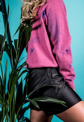 VINTAGE 1990S SWEATER IN PINK WITH PAINT MARKS