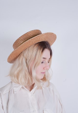 VINTAGE SCHOOL GIRL STRAW HAT