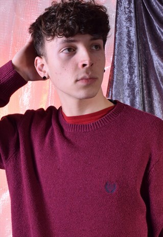 VINTAGE RALPH LAUREN CHAPS MAROON KNITTED JUMPER