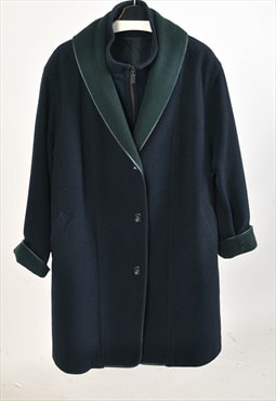Vintage 90s midi wool coat in navy