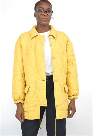 VINTAGE 90S YELLOW QUILTED JACKET