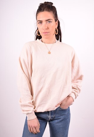 LEE WOMENS VINTAGE SWEATSHIRT JUMPER LARGE BEIGE 90'S