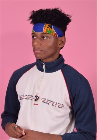 VINTAGE ELLESSE NAVY AND CREAM 1/4 ZIP SWEATSHIRT